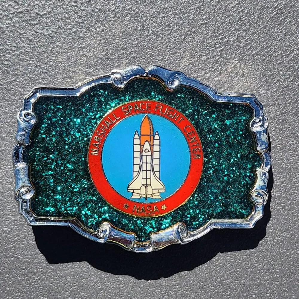 Vintage NASA Marshall Space Flight Center Space Shuttle Belt Buckle Michoud Rare